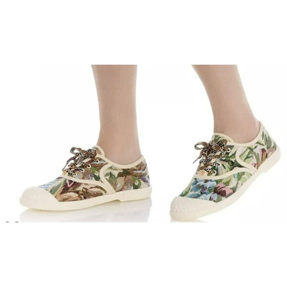 Valentino $820 Floral Tapestry Bay by Bay Lace-Up Sneakers NEW Sz 38 US 8 - Picture 2 of 10